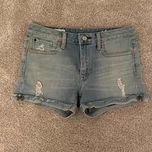 Light wash jean shorts